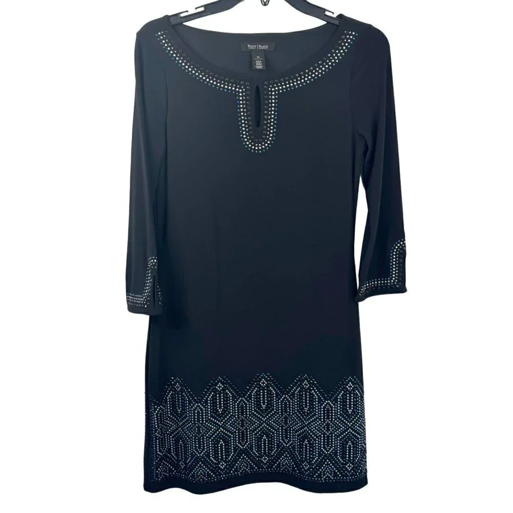 White House Black Market Stretch 3/4 Sleeve Lined Shift Dress Women's XS EUC